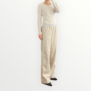 Nanushka Odessa Cream Vegan Leather Wide Leg Pants Size M